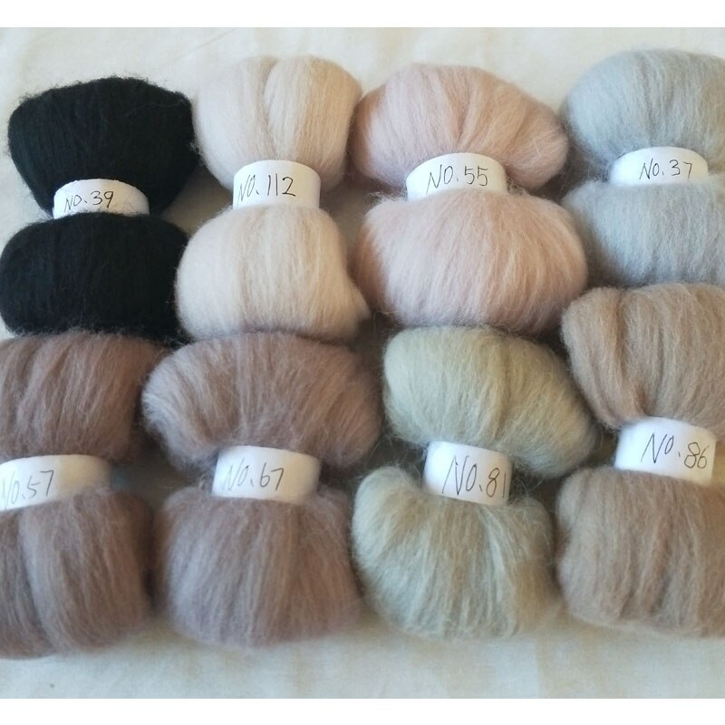 Fibra de lana de 8 colores, costura giratoria para fieltro de aguja teñida a mano, artesanía de lana en bruto, 10g, 20g, 50g, 100g: 50g   400g