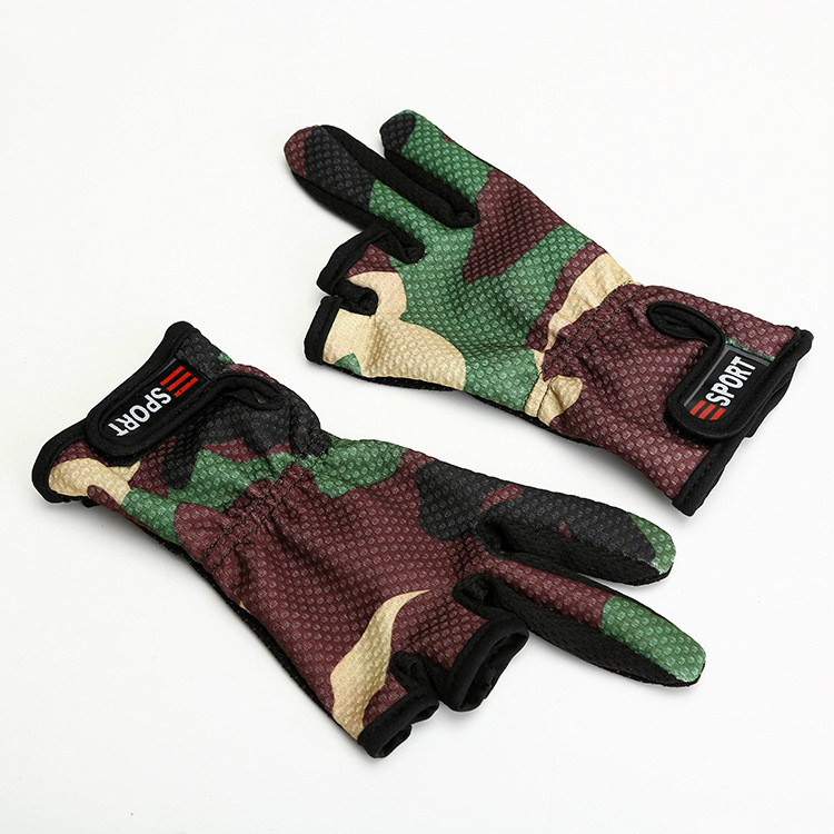 Mannen Vissen Handschoenen 3 Cut Vinger Slit Outdoor Sport Anti Slip Ademend Camouflage Vissen Beschermende Handschoenen