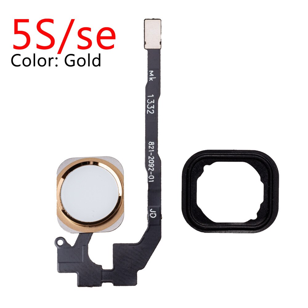 Hjem-knapp flex for iphone 6 6s plus 5s se retur-hjem-knapp med flex-kabel gummi klistremerke reservedeler: 5s gull