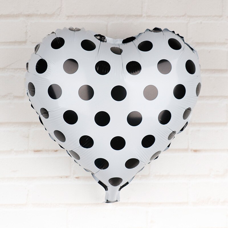 18 tommer mariehøne sort rød hvid polka dot hjertefolie balloner fødselsdag bryllupsdag fest dekorationer helium globos 5 stk: 18 s 01504