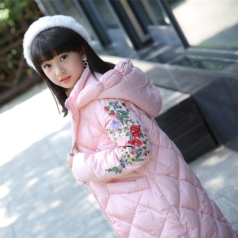 -30 ℃ Russian winter Girls cotton Outwear Coat Kids Lengthen long section coat big children thicking cotton jacket