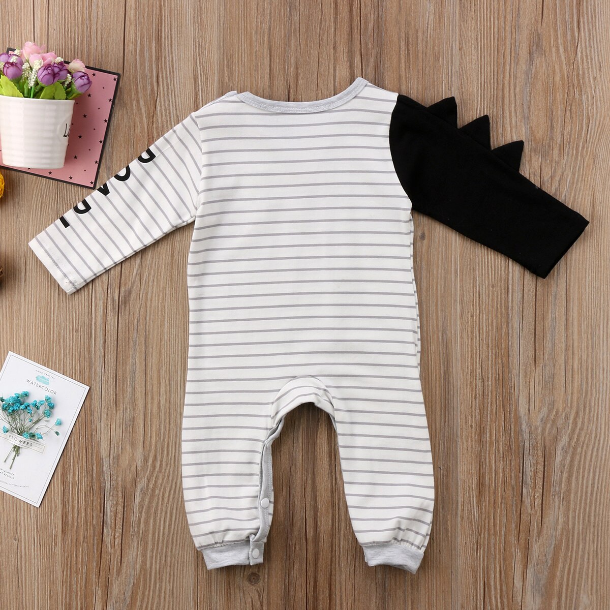 Gloednieuwe Pasgeboren Peuter Baby Baby Jongen Meisje Lange Mouwen Dinosaurus Romper Jumpsuit Gestreepte Outfits Set Jongen Koele Kleding