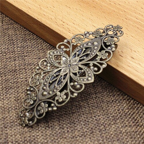 Pinzas para el pelo de de cobre, accesorios de flores, horquillas para el pelo para mujer, pasadores, horquillas para la cabeza, longitud del tocado 80mm, 1 unidad K06214: Rodio plateado