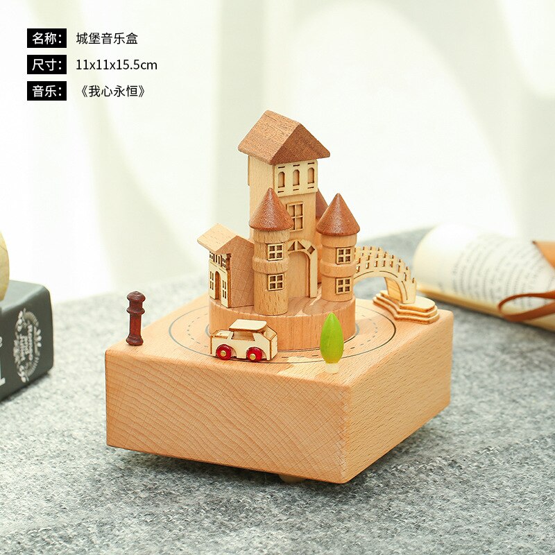 Rotary music box Choose eco-friendly wood Wood crafts music box A birthday Music box