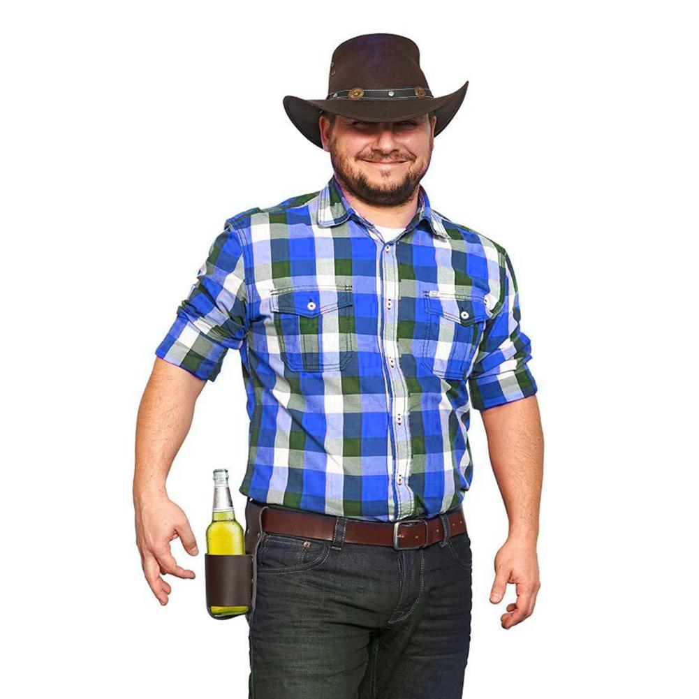 Porte-bouteille de bière classique en cuir étui à bière pour Cowboy de fête Barbecue