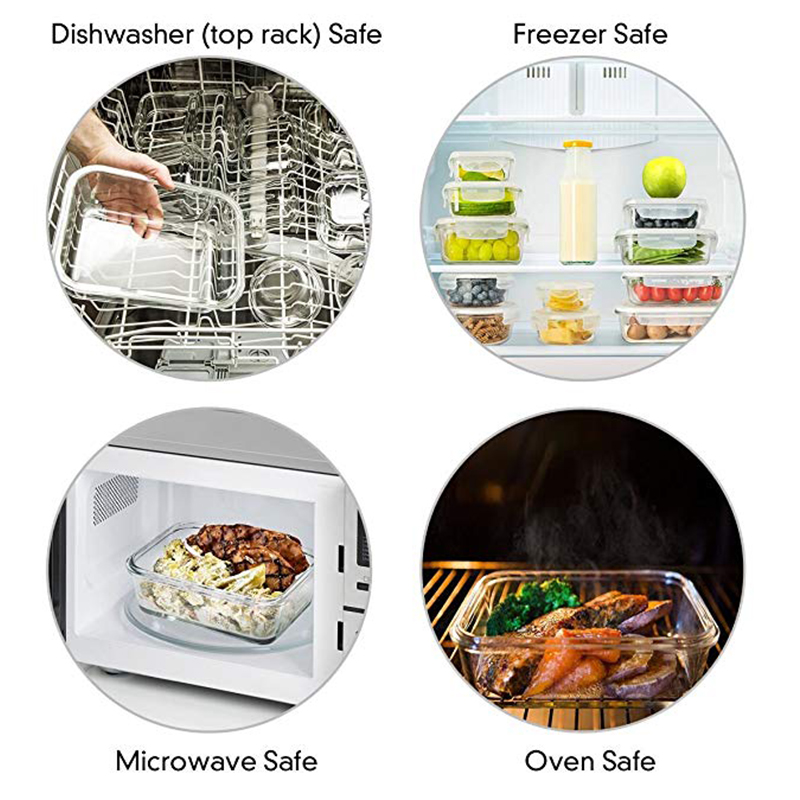 550ml/830ml/1700ml glass måltid prep beholdere matboks matte fersk oppbevaringsboks kjøkken lekkasjerbare beholdere holder mikro