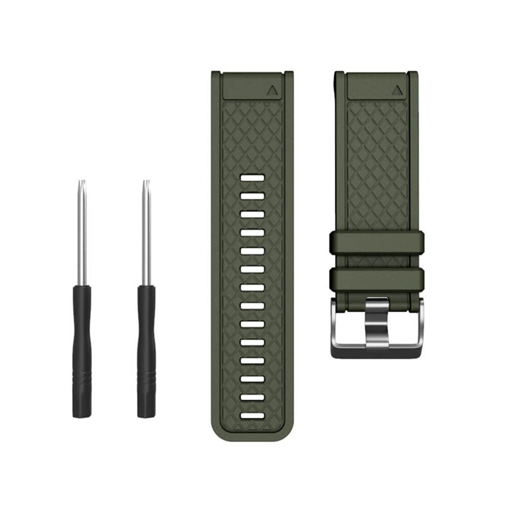 Silicone Sport Pols Band Horloge Strap Vervanging Riem Voor Garmin Fenix/Fenix 2: Army Green