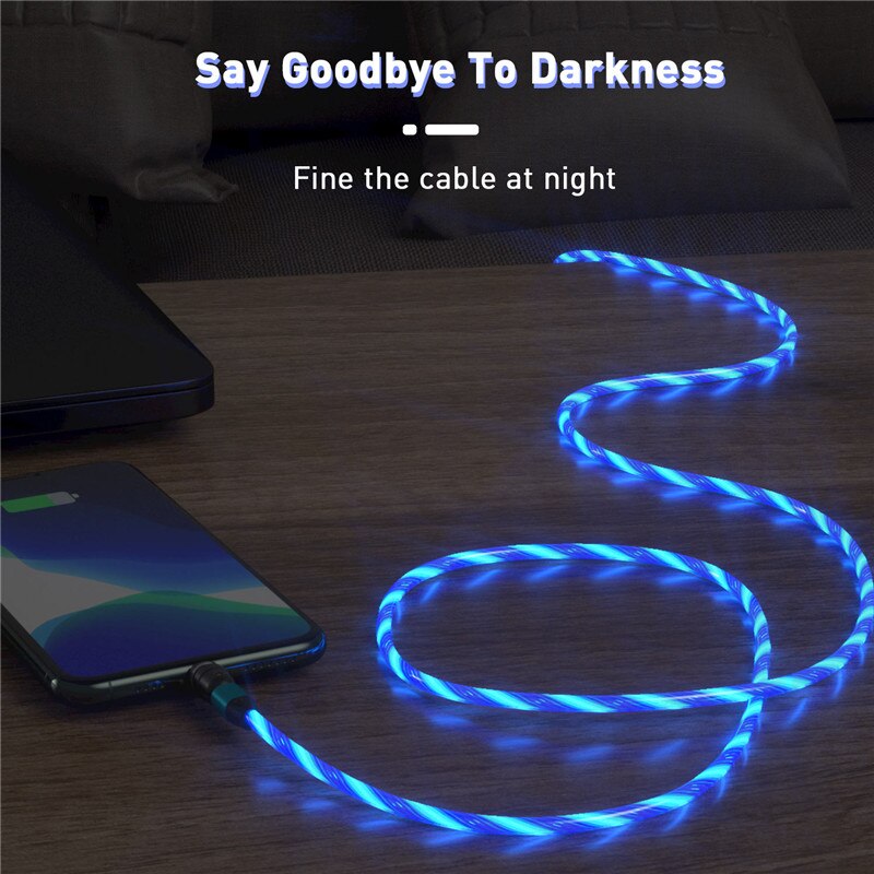 USLION Neue 540 ° Magnetische USB Kabel Stromer LED Ladung Typ C Kabel Ladegerät Mikro magnetisch Telefon USB Kabel Für iPhone Samsung