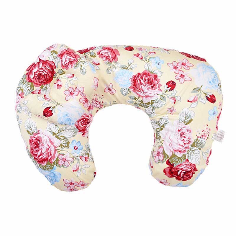 Oreiller d&#39;allaitement en coton en forme de U pour -né, coussin lombaire pour allaitement: red rose
