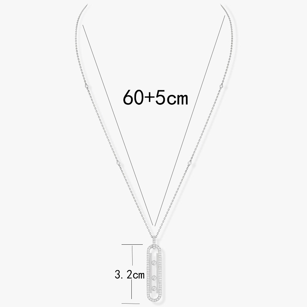 100% 925 Sterling Zilveren Ketting Voor Vrouwen Trui Keten Romantische Hanger Ketting Luxe Fijne Drie Bewegen Steen Sieraden