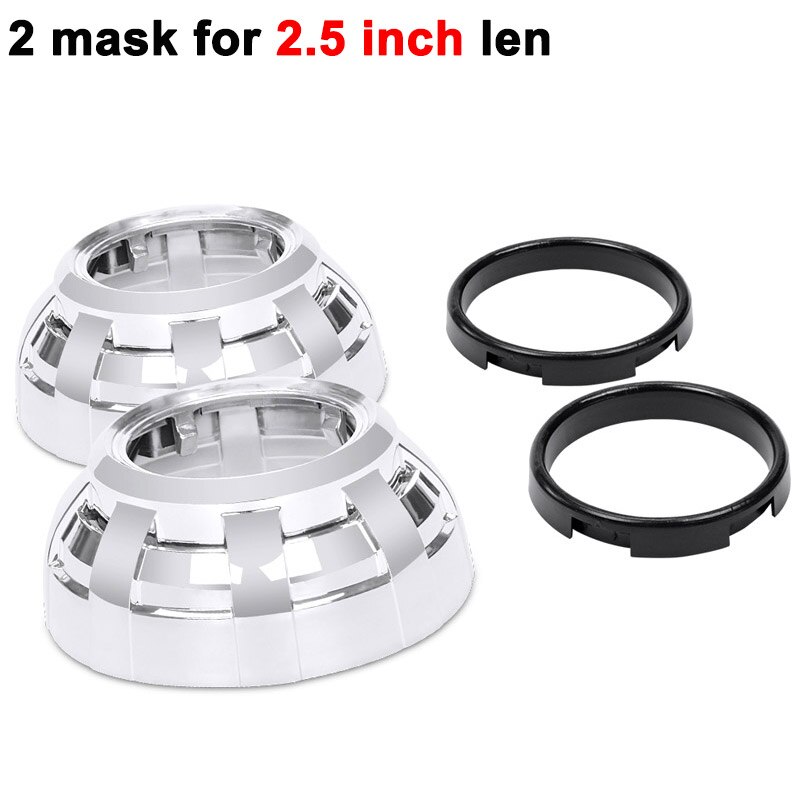 3.0 2.5 Inch Projector Lens Mask Headlight Projector Lenses Shroud For Koito Q5 Hella 3R G5 Bi-Xenon Headlights Lens Masks Refit: 2xLH mask 2x adapter