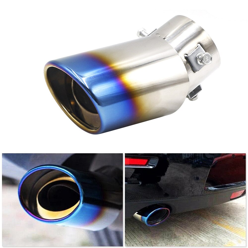 Silenciador de escape Universal de acero inoxidable para coche, tubo de ajuste, diámetro de 1,5 a 2,44 pulgadas (3,8-6,2 cm), 1 pieza: Roast blue-Curve