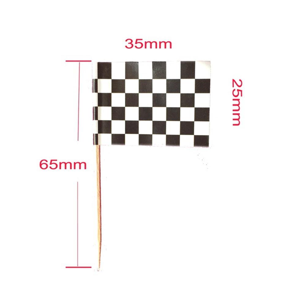 24PCS Racing Flag Toothpicks Checkered Flag Picks Appetizer Toothpicks Fruit Sticks for Cocktail Party - Black and White