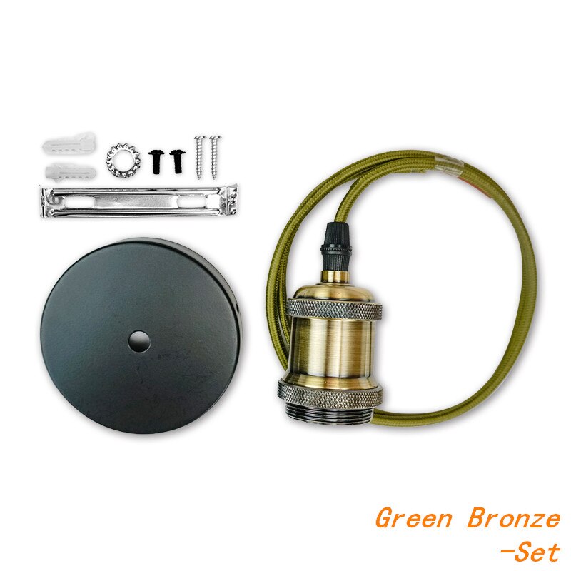 Vintage Retro Edison Lamp E27 AC 85-265V Pendant Lights Bulb Socket Screw Base Aluminum Light Industrial Lamp Holder Fitting: Green Bronze set