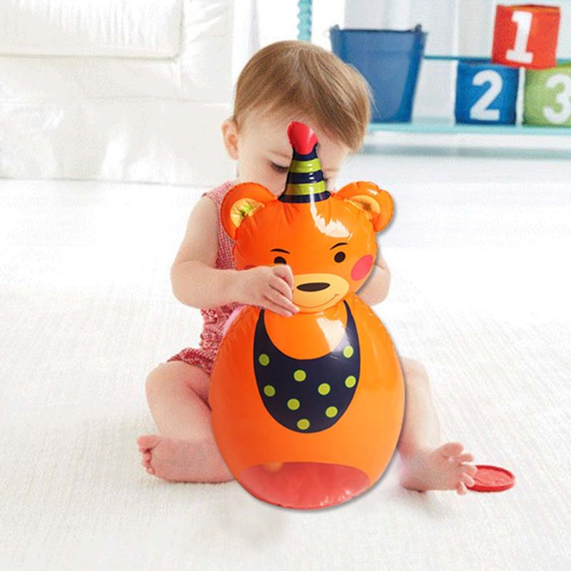 PVC Inflatable Tumbler Children Toy Cute Cartoon Animal Shape with Bell