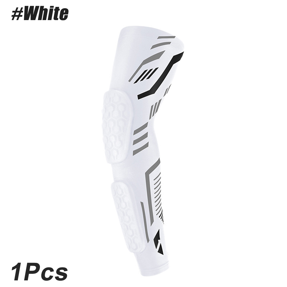 1 Pcs Sports Elbow Pads, Basketball Shooter Sleeves Arm Guard, Collision Avoidance Padded Elbow for Volleyball Football Baseball: XL / WHITE
