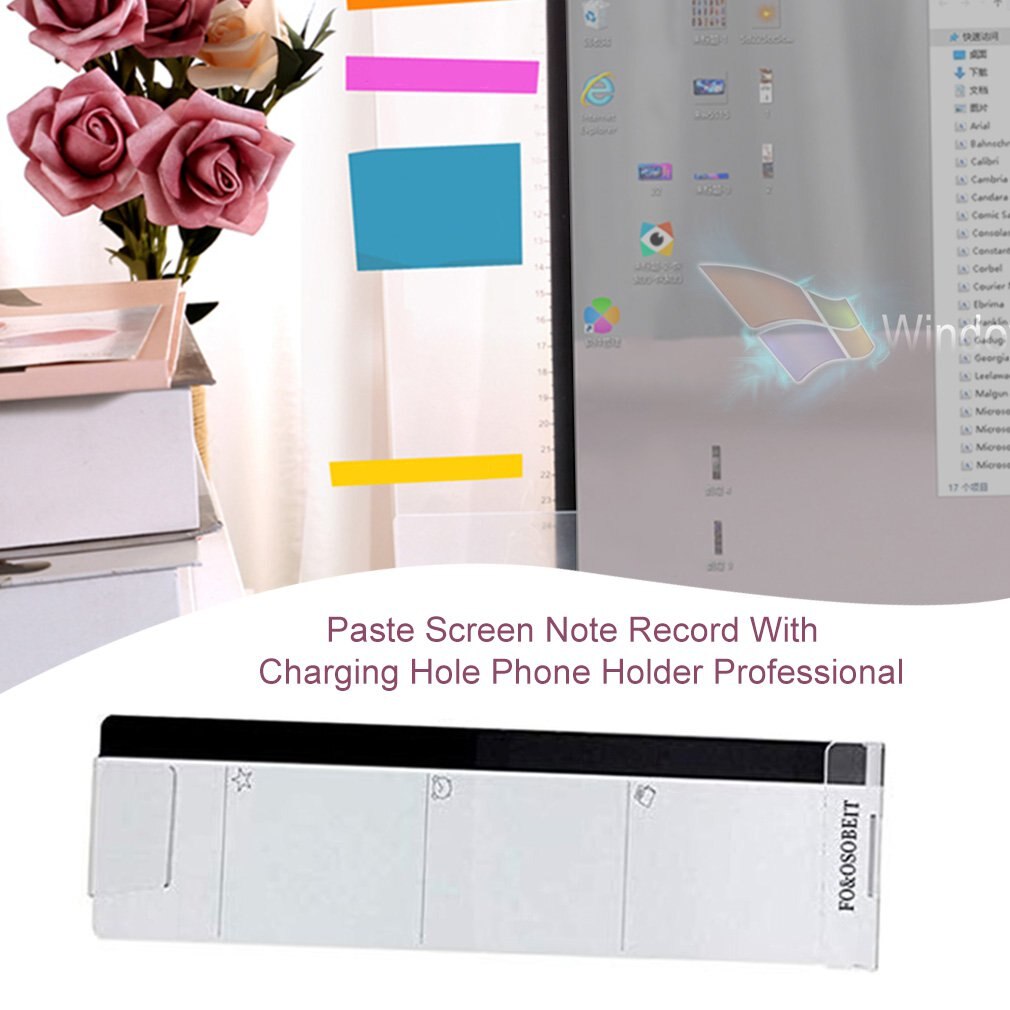 Right/Left Paste Computer Monitor Sticker Sticker Acrylic Screen Notes Record Clip Charging Hole Phone Holder