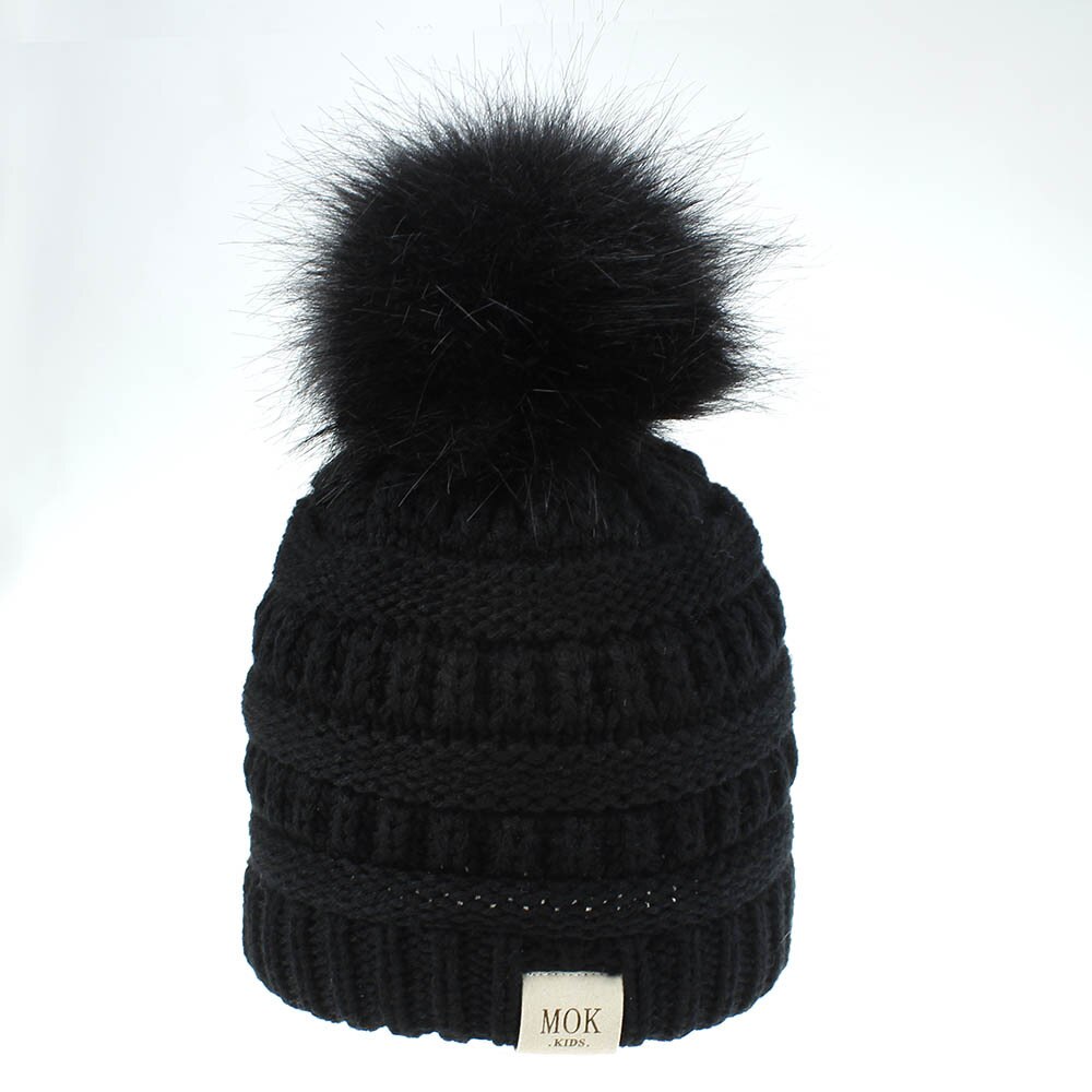 Chapeau en laine tricoté pour garçons et filles, modèle d&#39;hiver , joli grand chapeau boule de cheveux, 7 couleurs, accessoires photo, chapeau pour -né,: 3