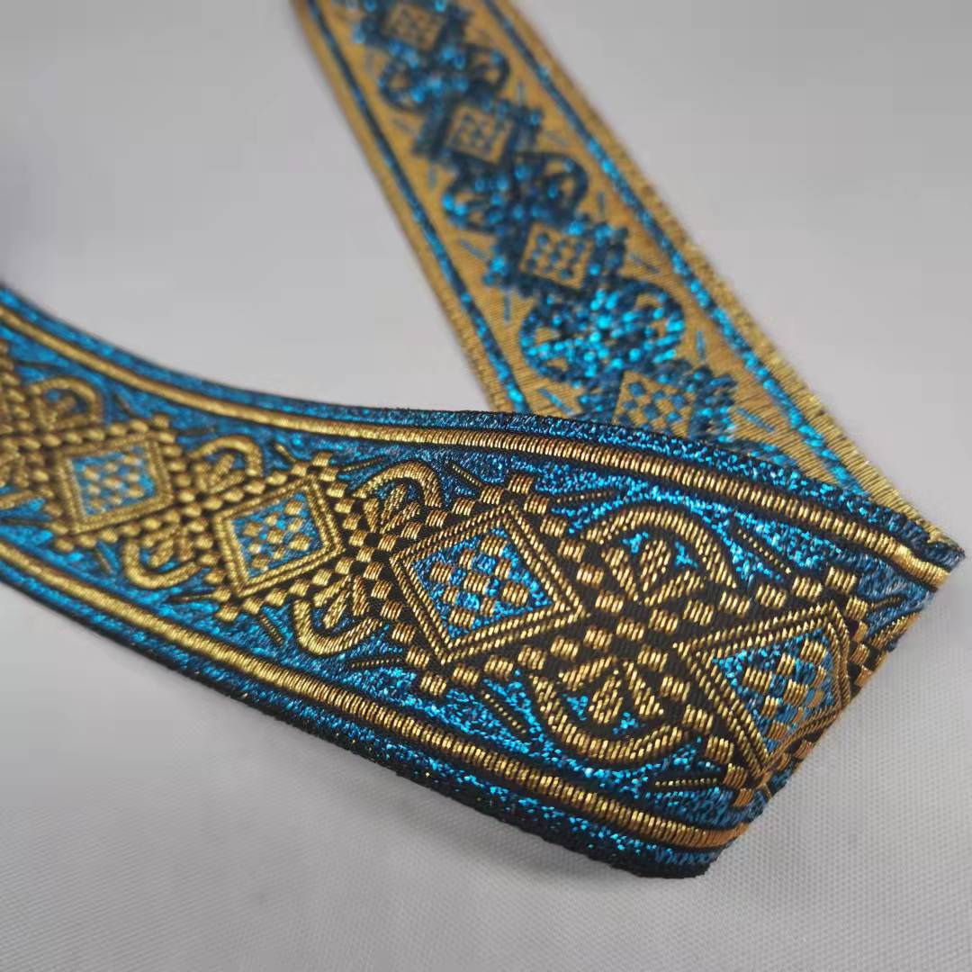 Big Jacquard Shimmer Woven Ribbon Stripe Ethnic Belt 9 Yards Dog Webbing DIY Trim: 4