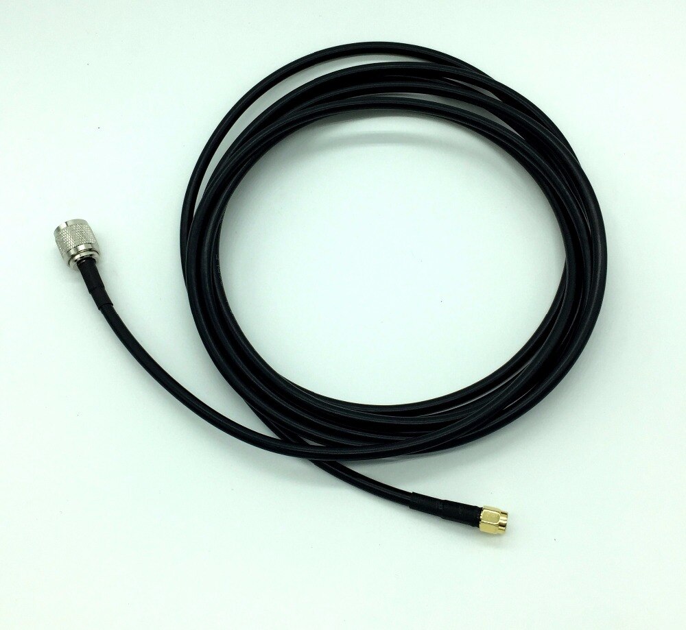 RG58 pure copper cable RF feeder cable TNC-SMA 5 meters,Applied to RTK GNSS antenna, CORS GPS antenna, Impedance: 50 ohms