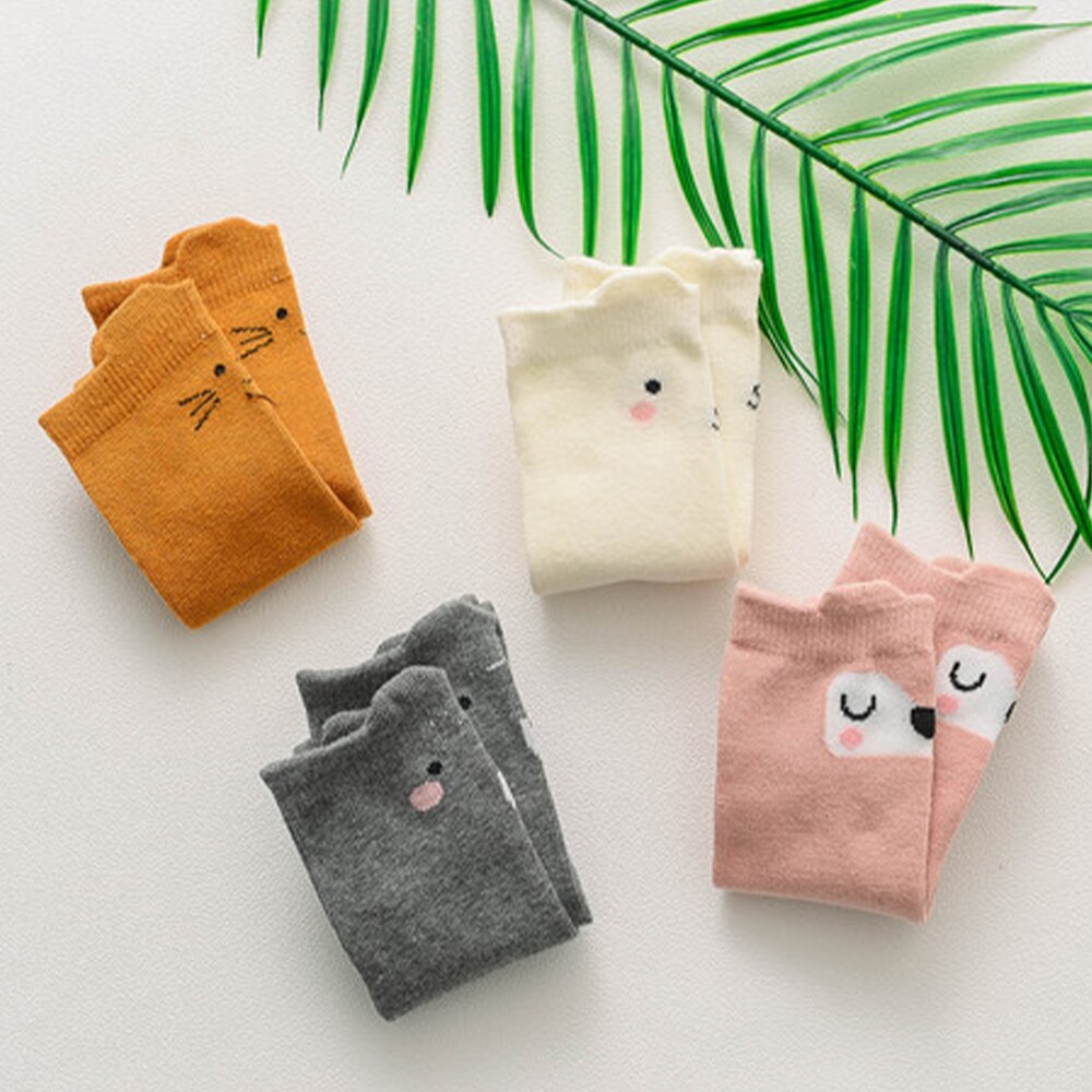 Primavera outono unisex bebê menino moda dos desenhos animados médio meias longas com orelhas de salto crianças meias joelho de algodão alto crianças meias da menina