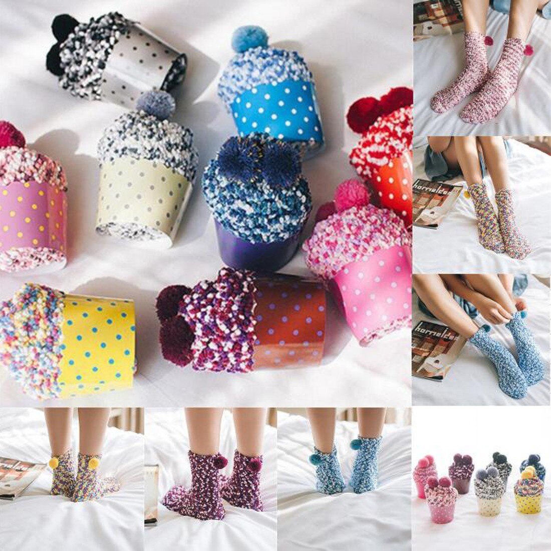 25 # chaussettes de glissement décontracté de corail des femmes mi Tube hiver chaussettes mignonnes épaissir thermique confortable chaussettes de plancher