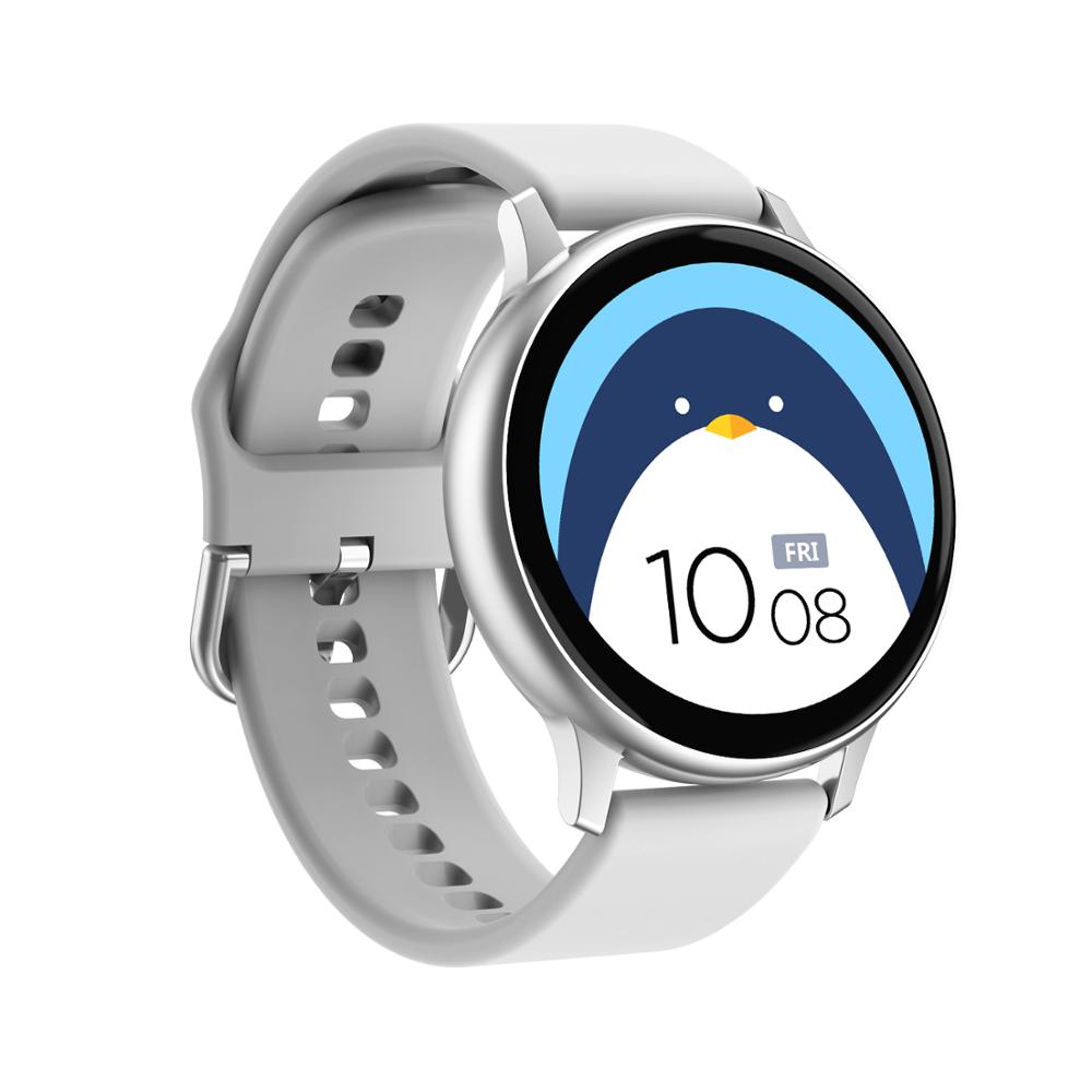 Smart klocka män kvinnor pekskärm intelligent fitnessklocka pulsmätare bluetooth steps tracker sportklocka: Silver silikon