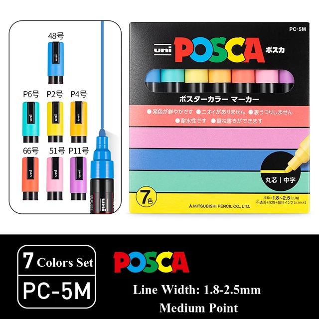 Uni Posca-Juego de marcadores PC-1M PC-3M PC-5M, pintura de Graffiti Pop, póster publicitario, suministros de arte de Color a base de agua, accesorios de oficina: Lavanda