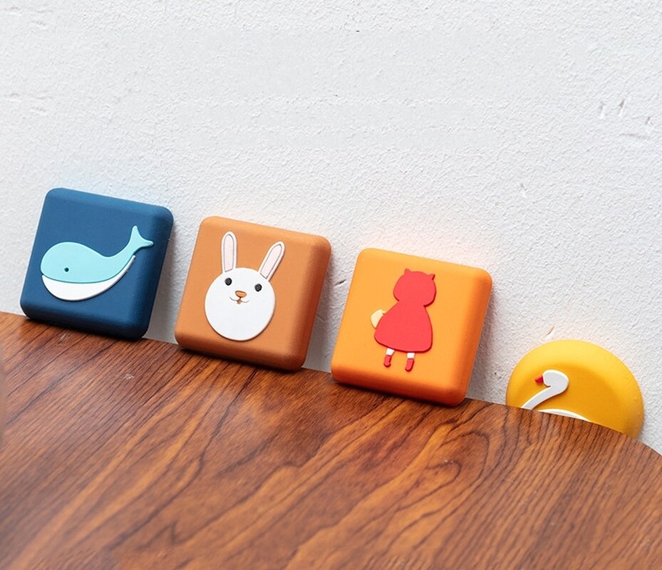 silicone anticollision pad cartoon mute thickened wall door handle anti-collision pad door safe insurance protection sticker