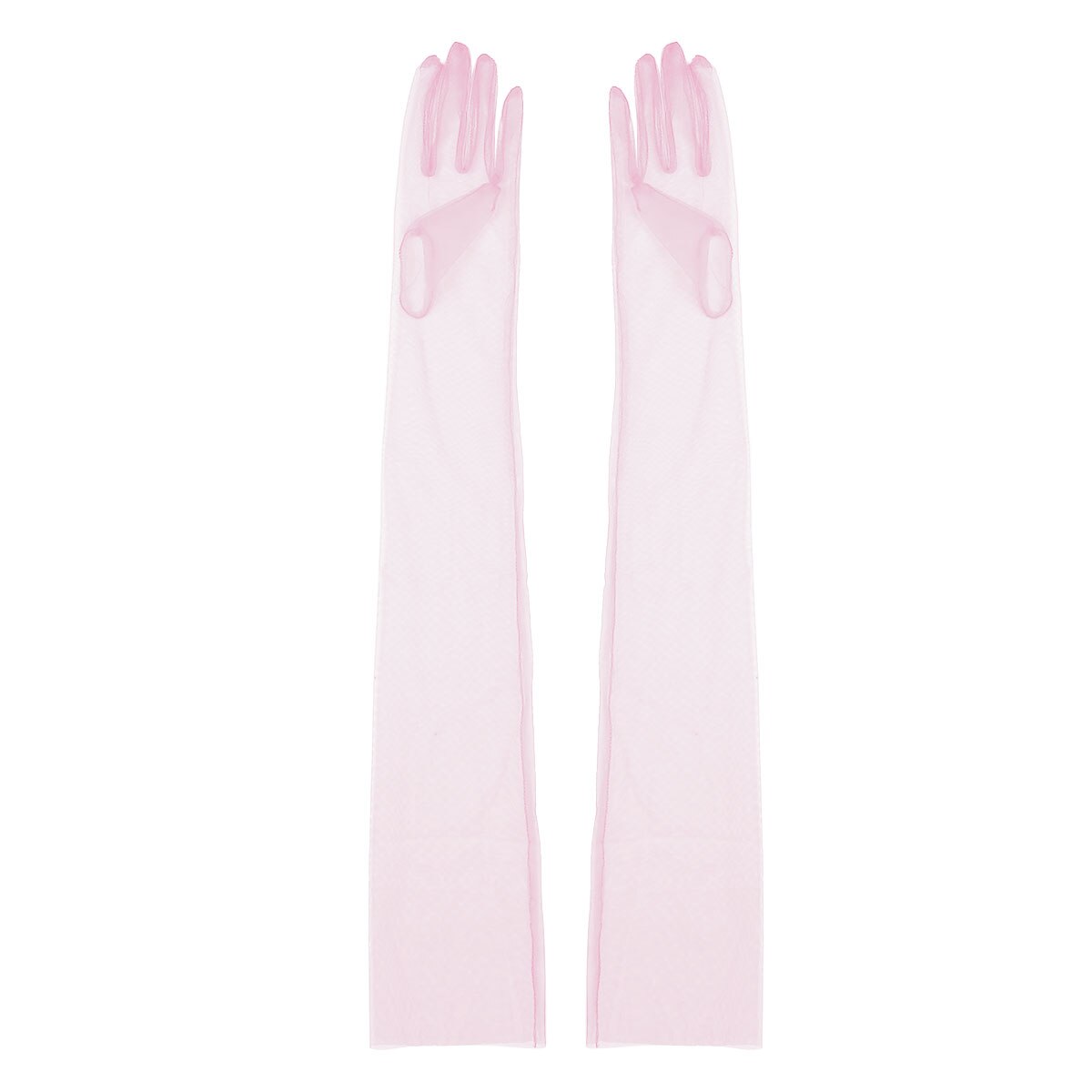 Luvas de tule transparente ultra-finas, luvas ultra longas cotovelo, acessório para tirar foto, dia das bruxas, moda feminina: Vermelho
