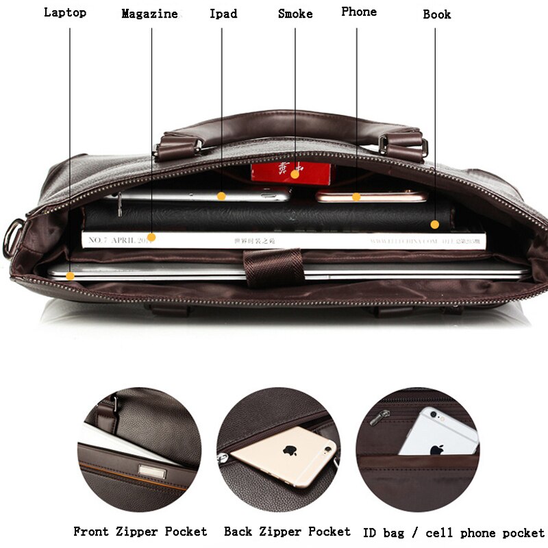 Maleta sacoche homme bolso hombre maletin cuero bolsa masculina läderportfölj laptop advokat porte dokumentväskor för män
