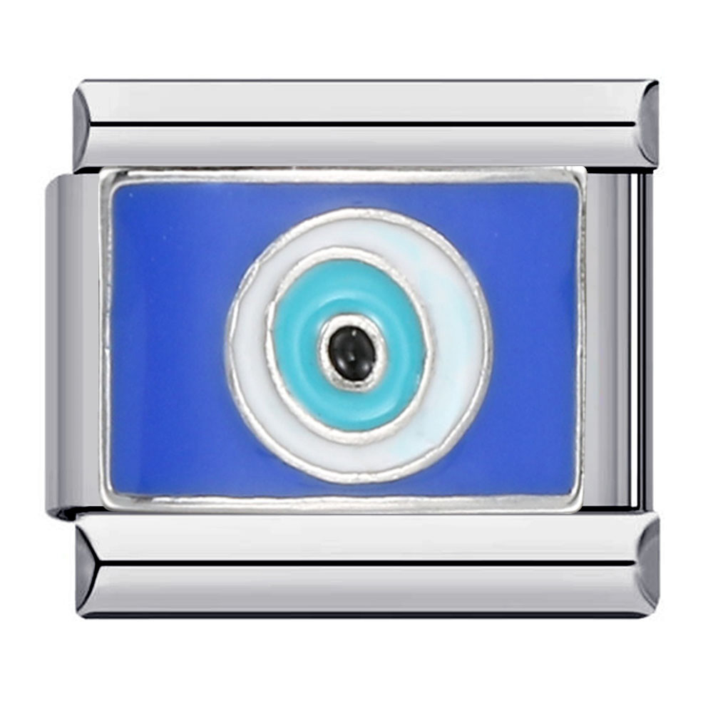 2025 azul esmalte ojo sol Luna estrella encanto enlaces italianos ajuste 9mm pulsera de acero inoxidable hacer joyería DIY: VERMEIL