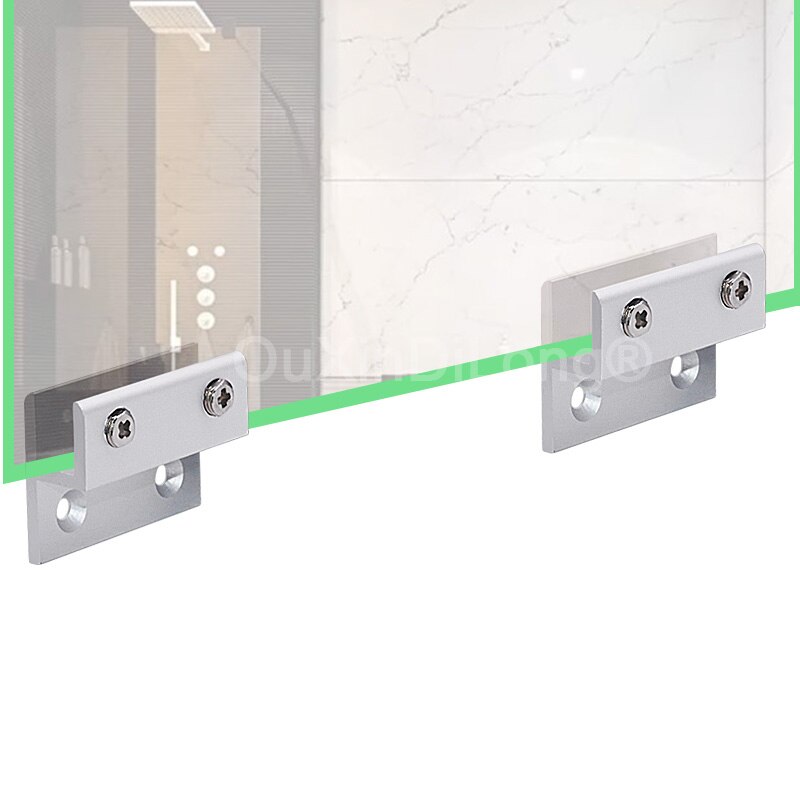 4PCS Aluminum Alloy Glass Acrylic Mirror Clip Wall Mount Holder Bathroom Glass Clamp H Shaped Brackets Silver for 3-12mm GF833
