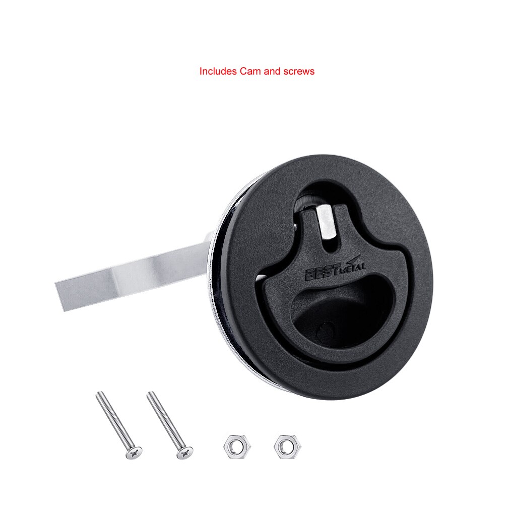 Marine Hardware Black Nylon Cam Latch Flush Mount Pull Hatch Deck Latch Turning Lift Handle With Back Plate Boat Accessories