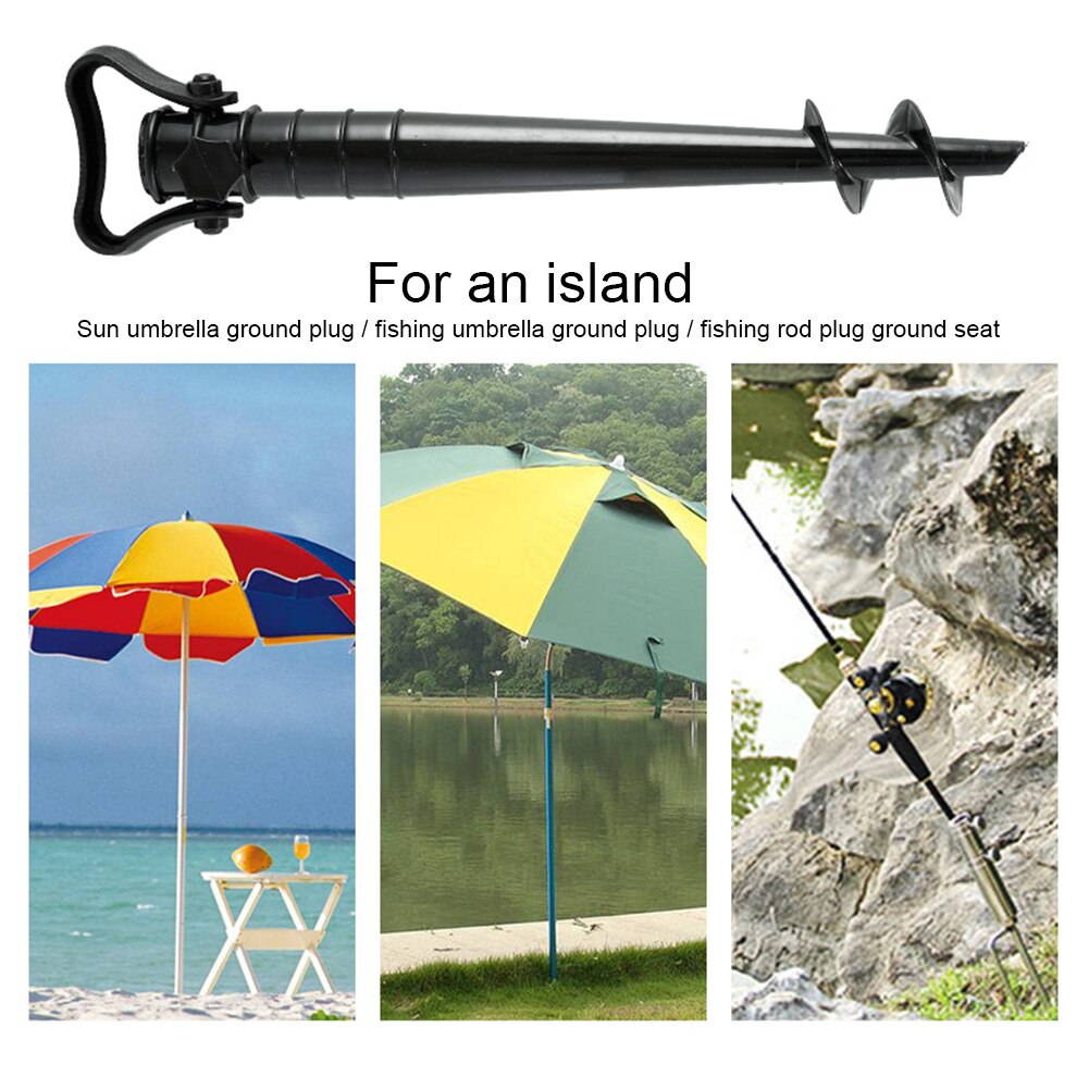 Med håndtag manuel fiskestand parasol bærbar aftagelig strandparaply spike haven gårdhave vindtæt jordanker fast
