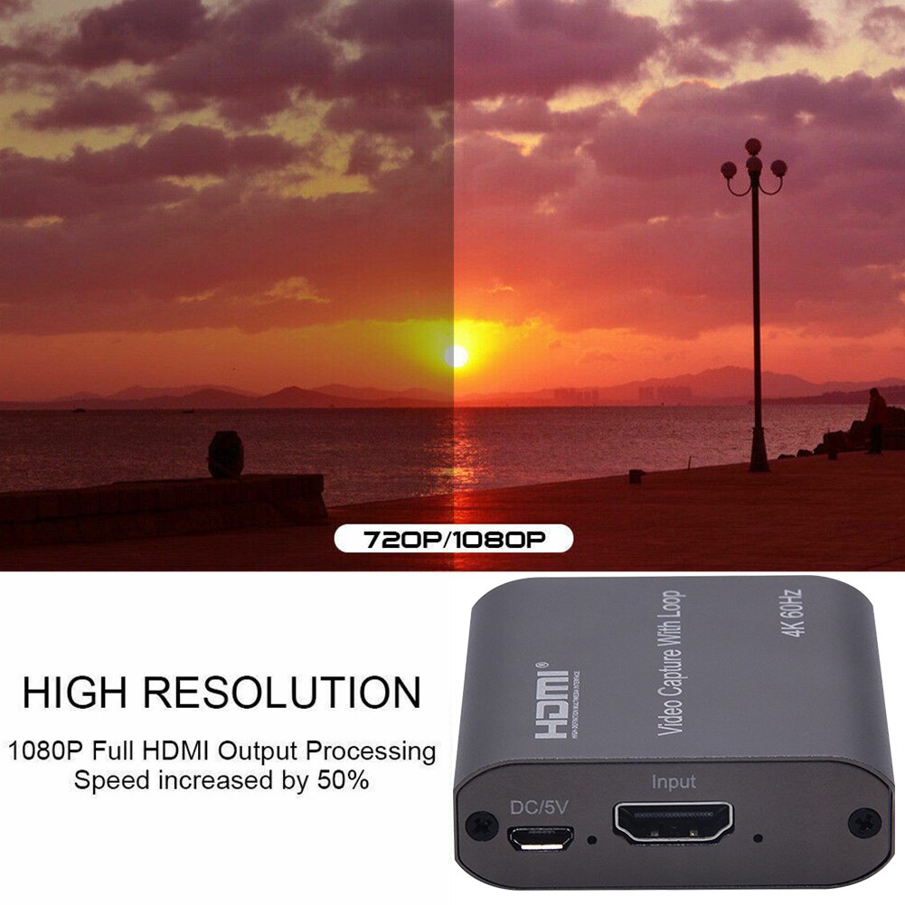 Broadcasting HD 1080P USB3.0 for Grabber Aluminium Alloy Conferencing DVD 4K 60Hz Loop Out Game Recording Video Card