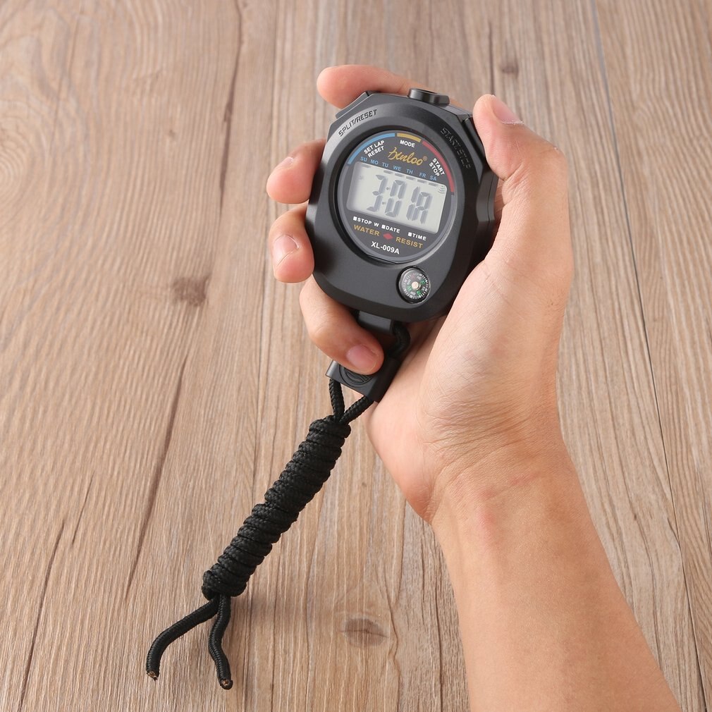 Sports Stopwatch Handheld Digital LCD Sports Stopwatch Chronograph Counter Timer with Strap