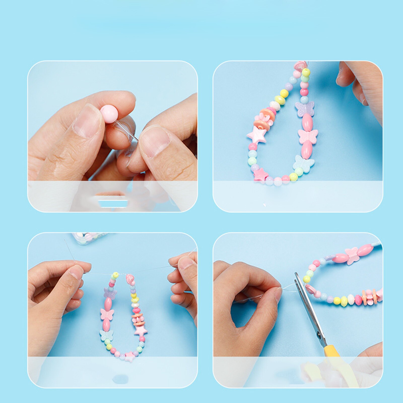 1 Set Acrylic DIY Handmade Beaded Kits For Girls Bracelet Necklace DIY Jewelry Making Craft Cute Heart Materials Accessories