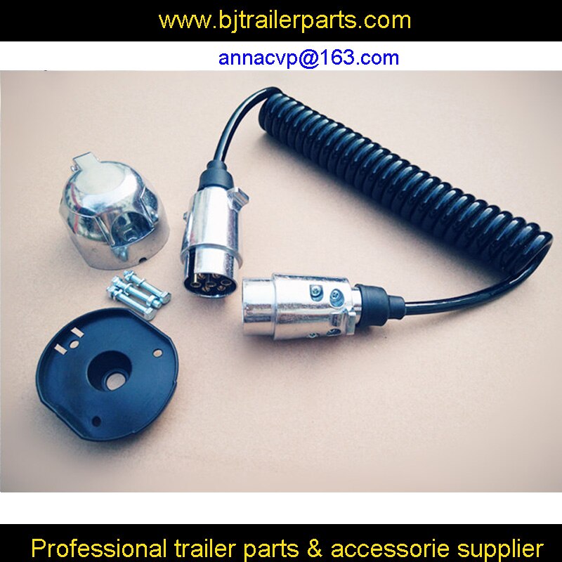 Towing trailer krullend kabel, spiraal kabel, opgerolde kabel, 3 m, 7 pin 12 V alu. Trailer stekkers en stopcontacten, trailer onderdelen
