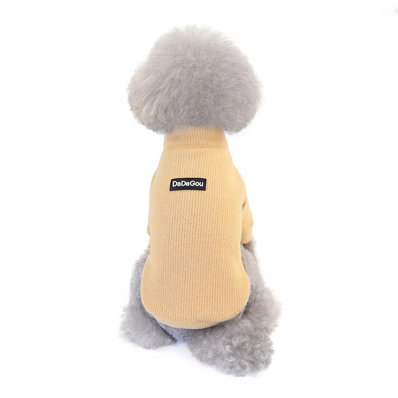 Turtleneck Knitted Dog Sweater Zipper Style Classic Cable Knit Dog Coat, Warm Pet Winter Clothes Outfits For Dogs Cats: yellow / M