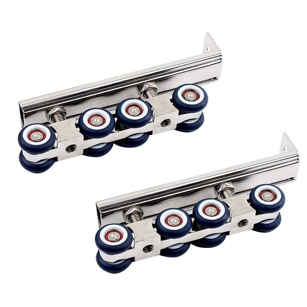 2pcs Light Sliding Door Roller 4 Wheels Home Room Wood Door Hanging Wheels Rail Track Pulley Bathroom Kitchen Furniture Hardware: Eight rounds