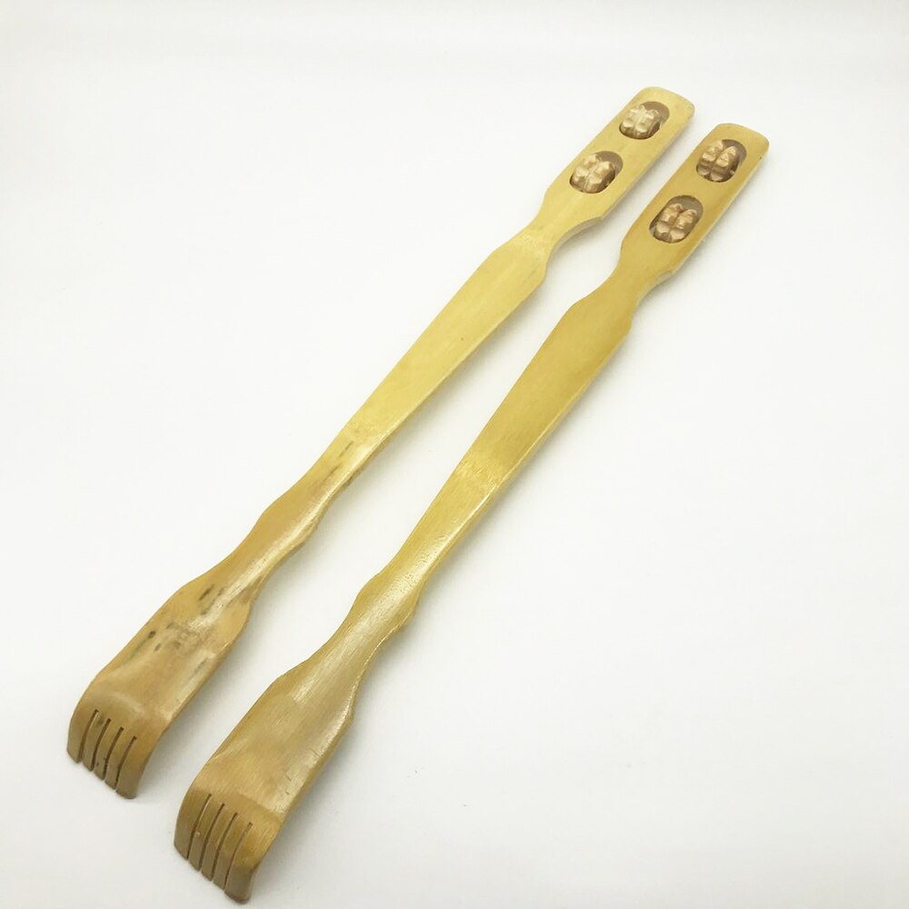 1Pc Long Wooden Ball Roller Back Scratcher Twin Wheel Body Masssager Relax Natural Bamboo Itching Stress Health Care Tools