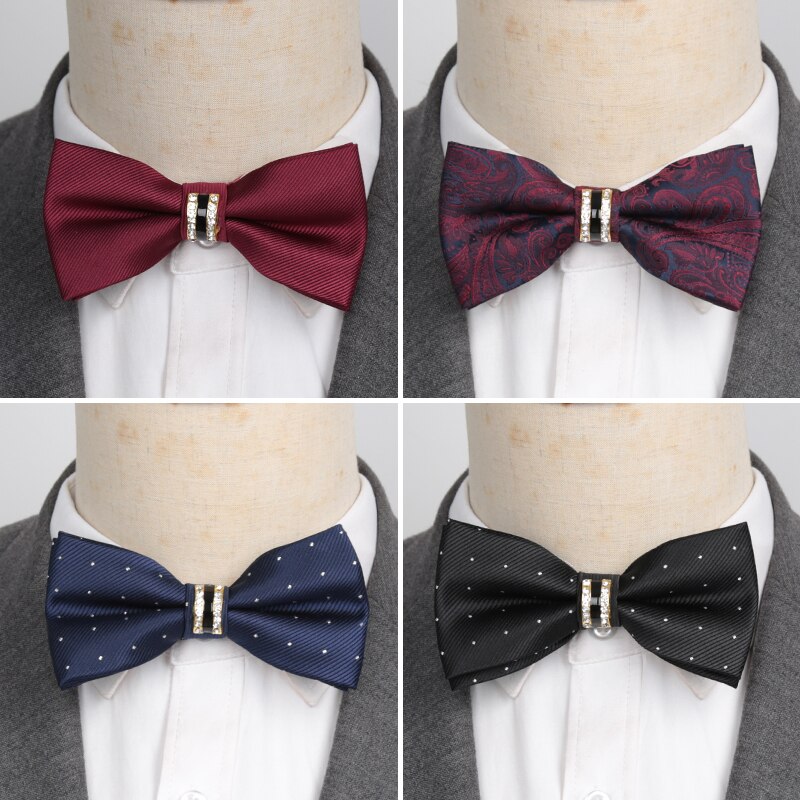 Men Luxurious Bowtie Groom Mens Striped Plaid Cravat Gravata Butterfly Wedding Bow Ties for Male Accessories Tie