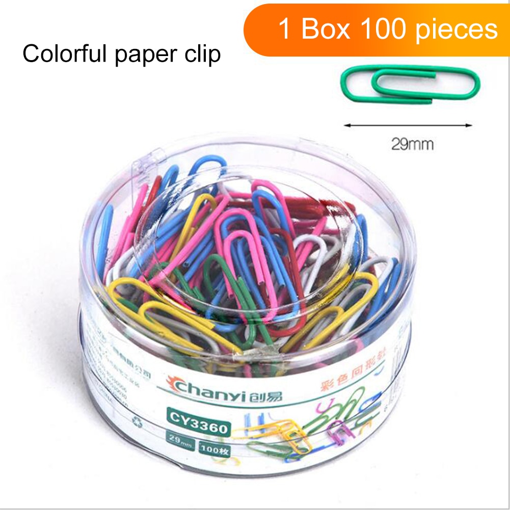 100 pièces en métal coloré trombone classeur trombone papier bureau papeterie reliure fournitures bureau école papeterie marquage Clips