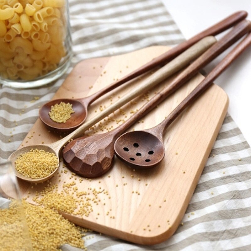 Série japonaise en bois massif cuillère Nanmu marmite en bois longue poignée cuillère cuillère à remuer Sauce