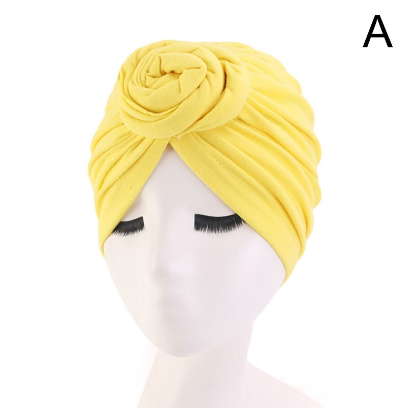 mujer europeo y americano Popular Donut turbante Color puro bola sombrero gorro de quimioterapia para Spa baño sombreros: 01