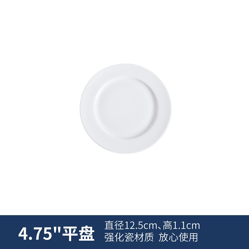 Round White Ceramic Dinner Plates And Dishes Nordic Solid Porcelain Steak Plate Fruit Dish Saucer Brief Tableware Platos De Cena: 4.75 inch