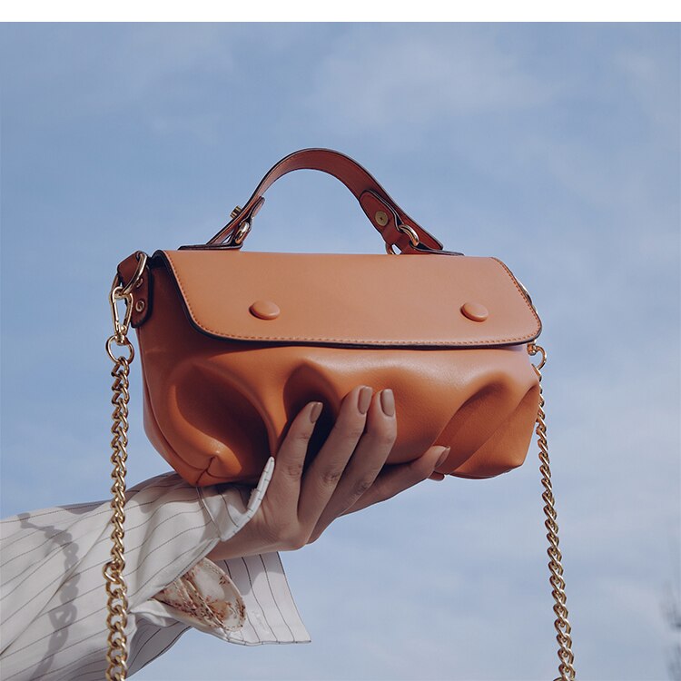 Original macaron skuldertaske & håndtaske sky smiley crossbody taske bredde 22cm højde 14cm tykkelse 12cm: Brun