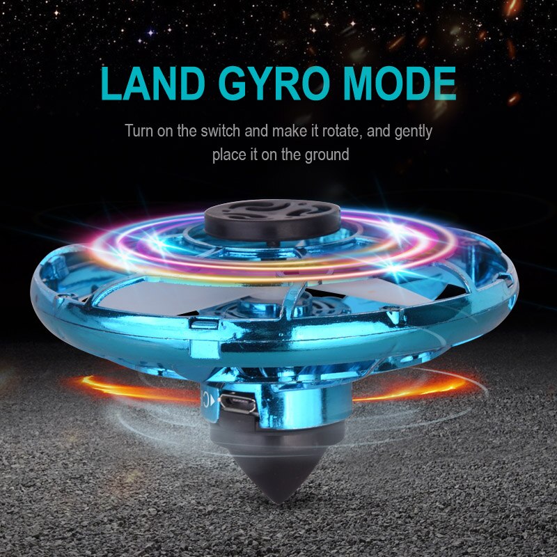 Mini Swivel flying gyro Flying Hand Operated Induction Aircraft Quadrocopter Flying Fingertip Gyroscope Dron UFO Toys Christmas