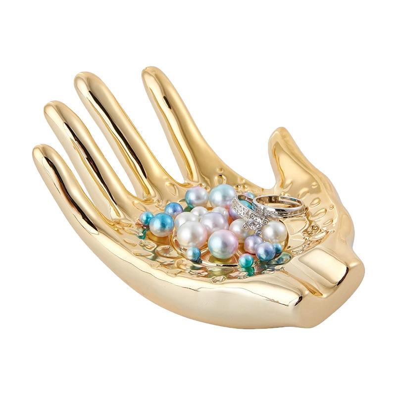Nordic Ins Keramiek Gouden Palm Sieraden Platen Ketting Display Schotel Oorbellen Ring Opslag Kommen Decoratie Ambachten Decor